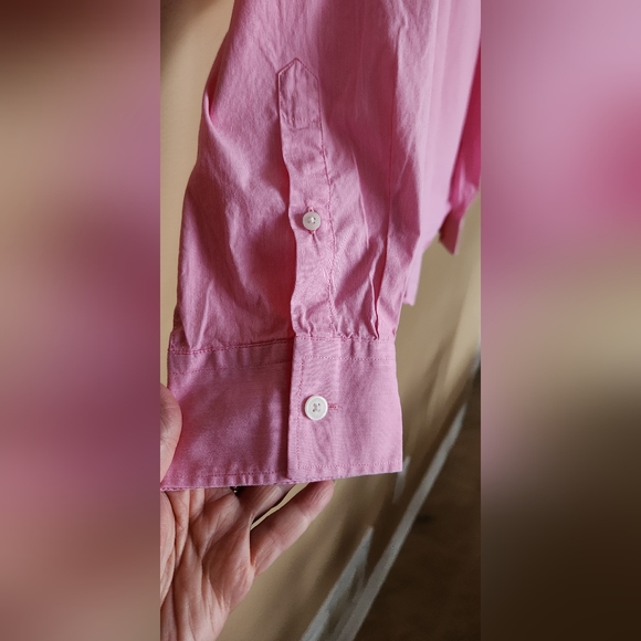 Calvin Klein Pink Stripe Button Stretch Cotton Shirt Slim Fit XL Long Sleeve - Picture 4 of 12